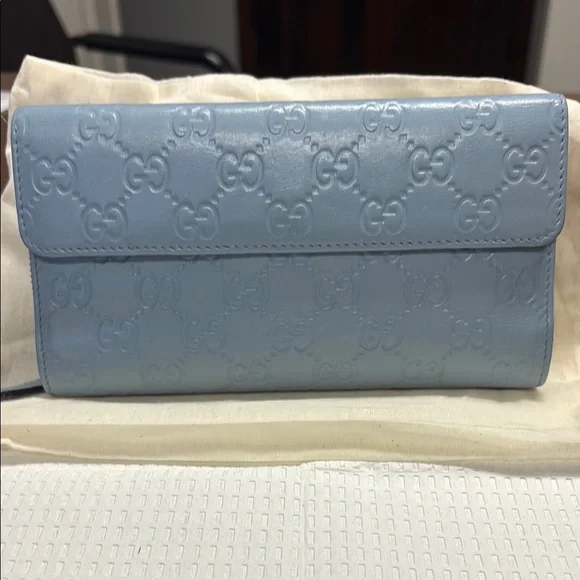 Gucci Light Blue Embossed Wallet #GUC-223